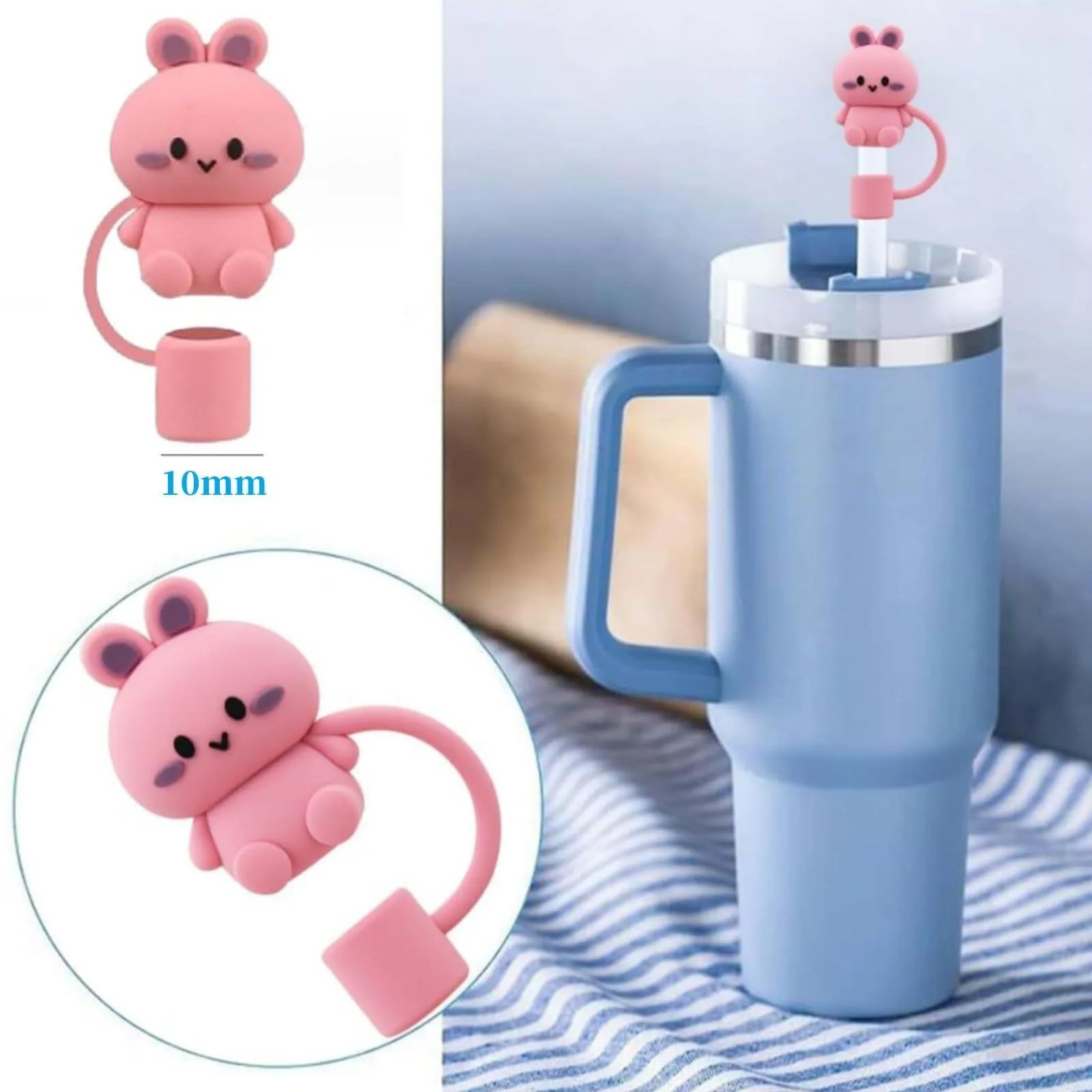 Food Grade Silicone Straw Covers 10MM for Stanley Tumbler 30oz 40oz And Simple Modern 40oz - Reusable Insulated Straw Tops