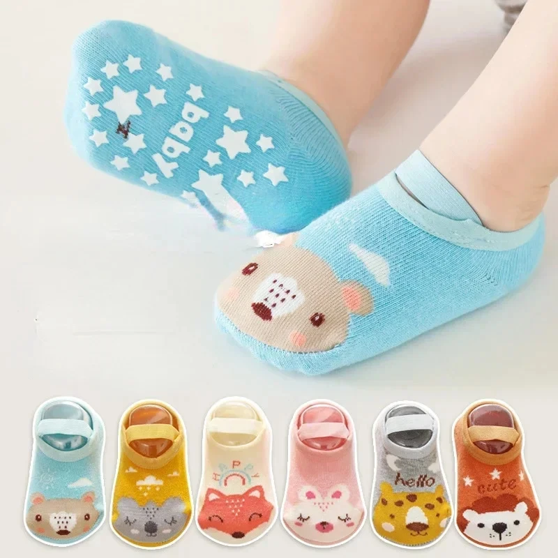 0-3Years Cartoon Kids Socks For Boys Girls Toddler Floor Sock Newborn Baby Girls Boys Socks Non Slip Cotton One Pairs