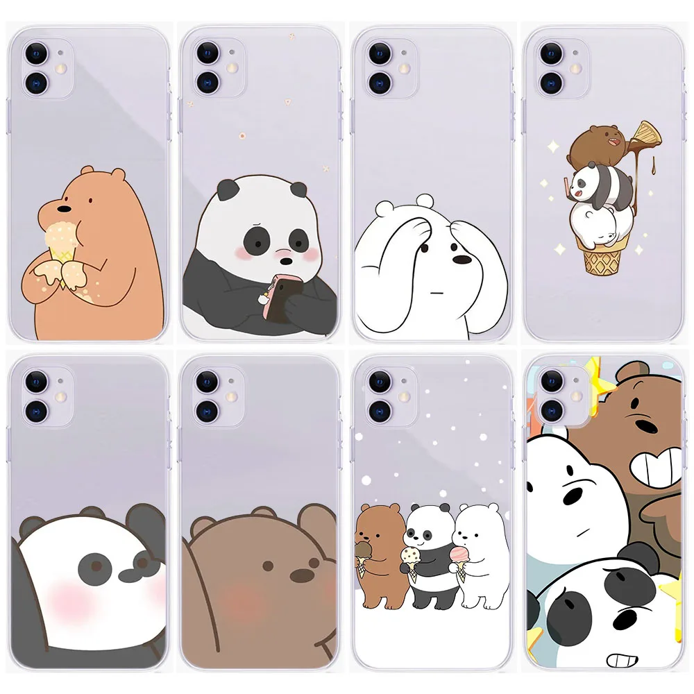 Transparent Hollow Out Case for LG V60 THINQ5 V50 V40 Stylo 6 Q61 Q60 Q52 K30 K92 K62 ZB9 Cute Bears Cover