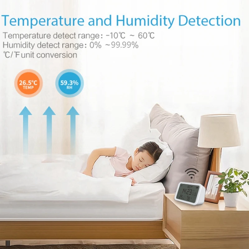 Wifi Thermometer Hygrometer Monitor: Digital Light Thermometer Humidity Sensor Meter For Baby Home Indoor Greenhouse