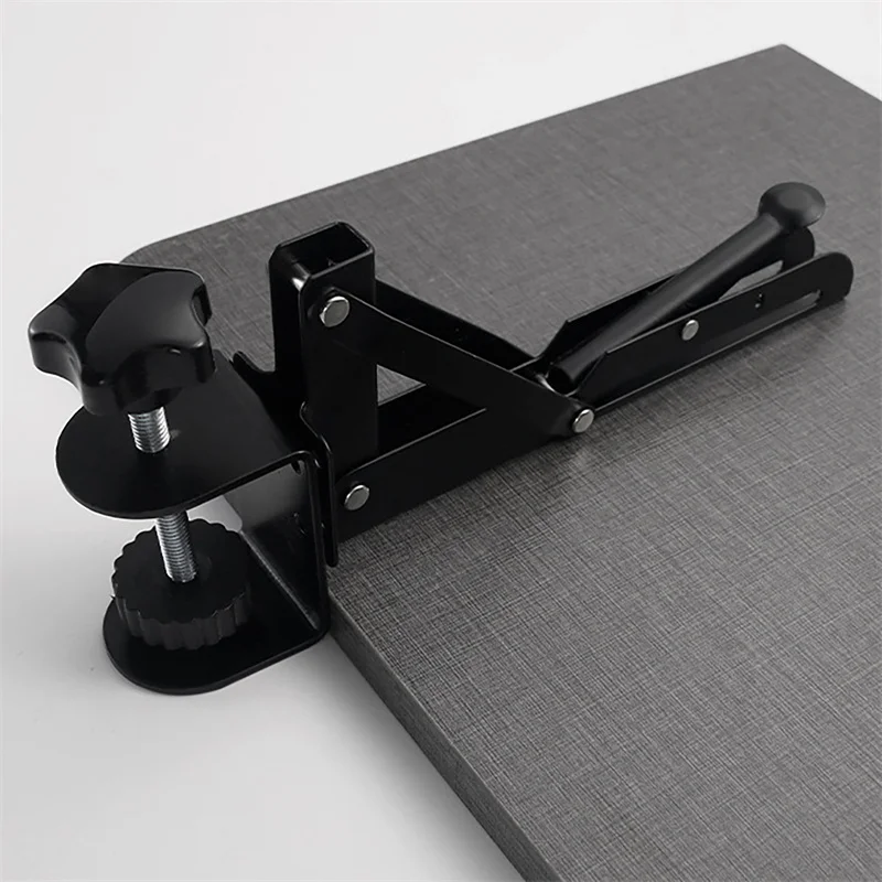 2pcs Pull Out Strong Bearing Easy Install Height Adjustable Foldable Bracket Under Desk Cold Rolled Steel Keyboard Tray Clamp