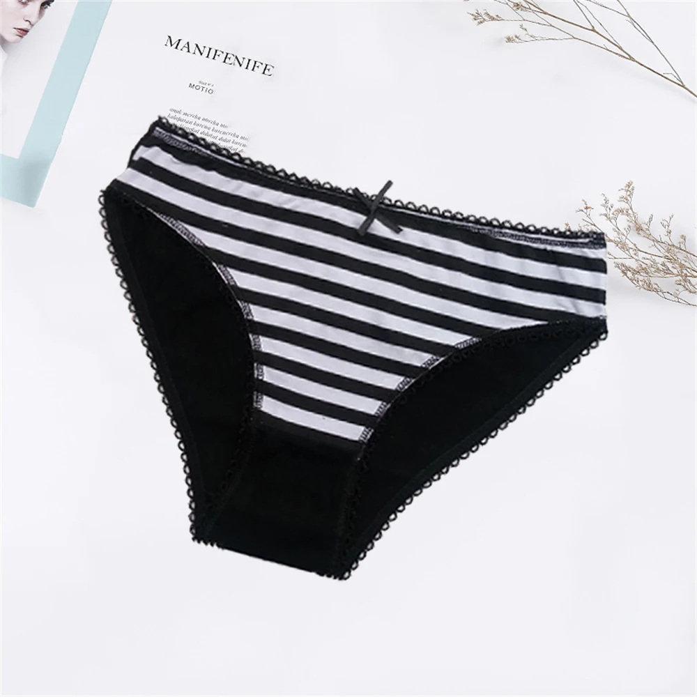 Women\'s Cotton Panties Female Striped Breathable Briefs Sexy Underwear Woman Lingerie Intimate 6 pcs/lot