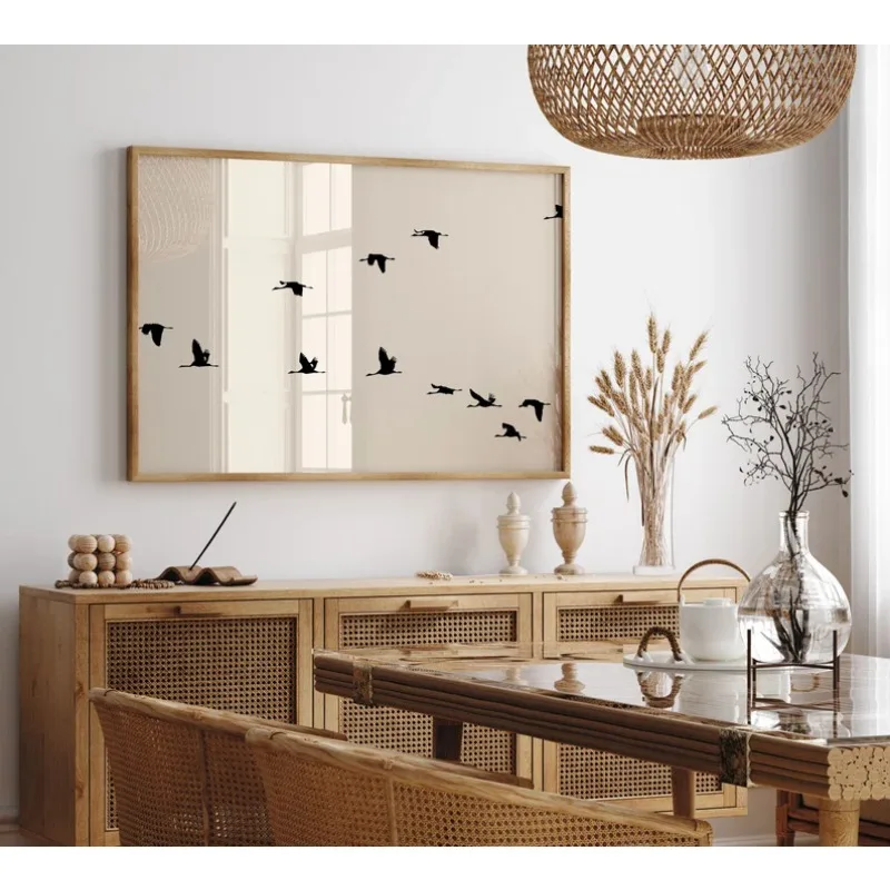 Minimalist Horizontal Black Flying Birds Silhouette Animals Poster Canvas Painting Wall Pictures Home Liviong Room Decor Gift