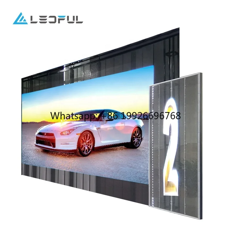 Factory Good Price P3.9 P7.8 P10.4 Transparent Glass Easy Installation Size High Transparency Curtain Wall LED Screen