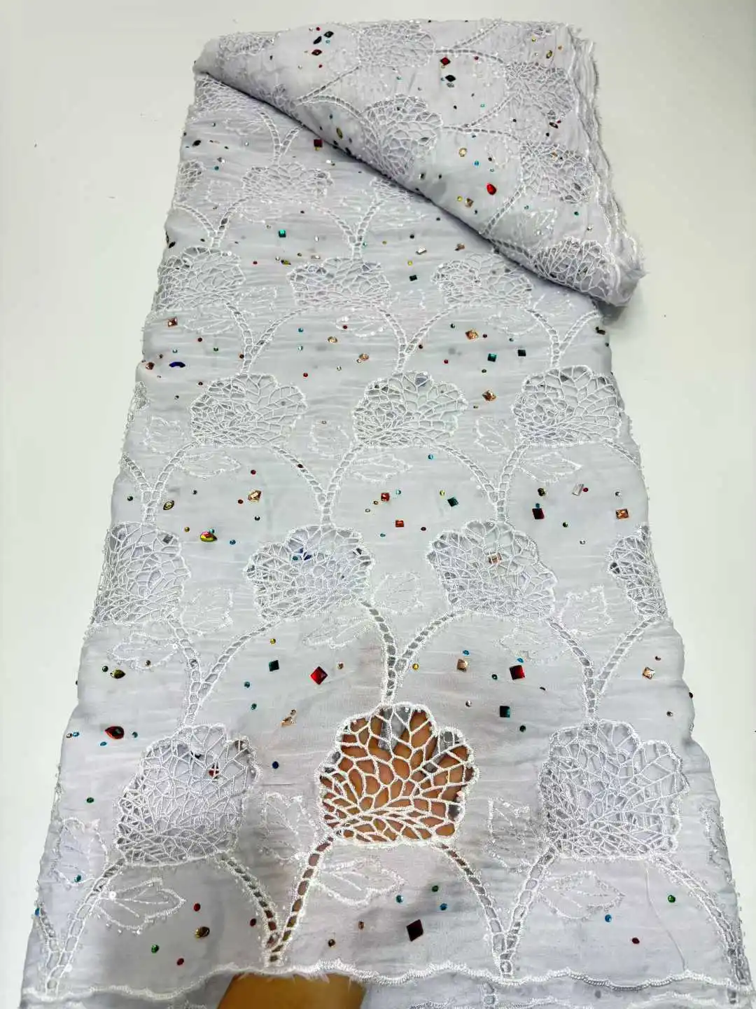 

New Nigerian Stones Net Lace Fabric High Quality Lace African Tulle Material 5 Yards Net Tissu Fabric Sewing Party Dress