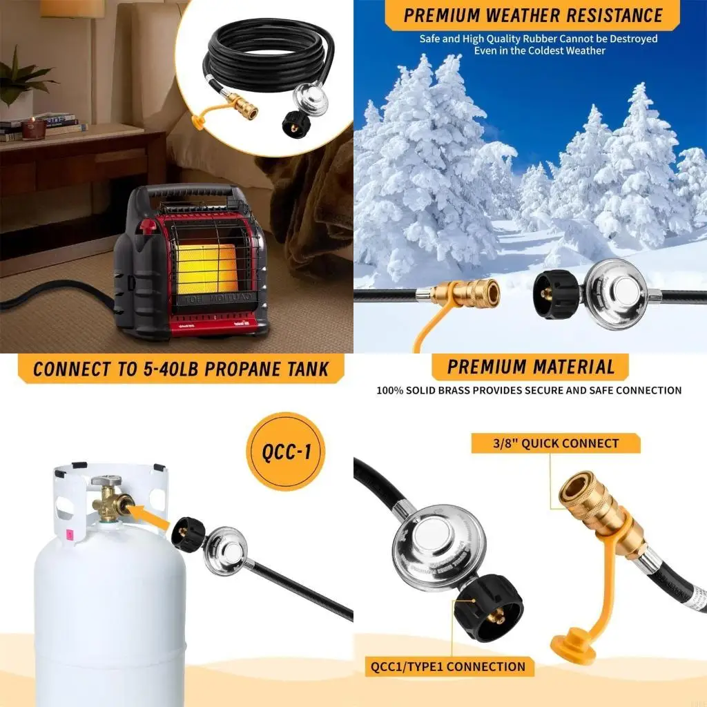 

Quick 1/4 Ball Fitting 12ft Hose Accessories Propane Hose Adapter Quick Fittings for Indoor Outdoor