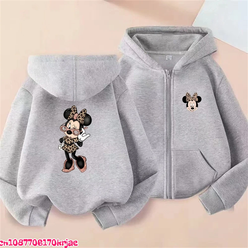 جديد ميكي ماوس ملابس ميني الأطفال زمم هوديي سترة القمم فتاة الوردي الصبي معطف هوديس طفل 3-12 سنة سستة بلوزات #5