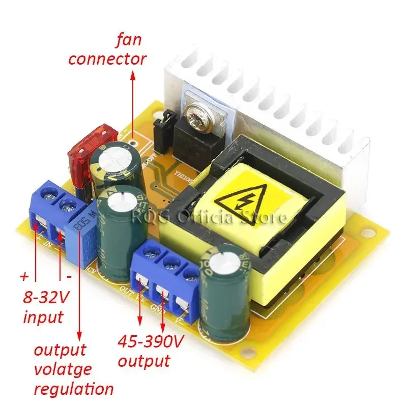 8-32V to 45-390V DC-DC Boost Converter Step Up Power Supply Module High Voltage ZVS Capacitor Charging Board