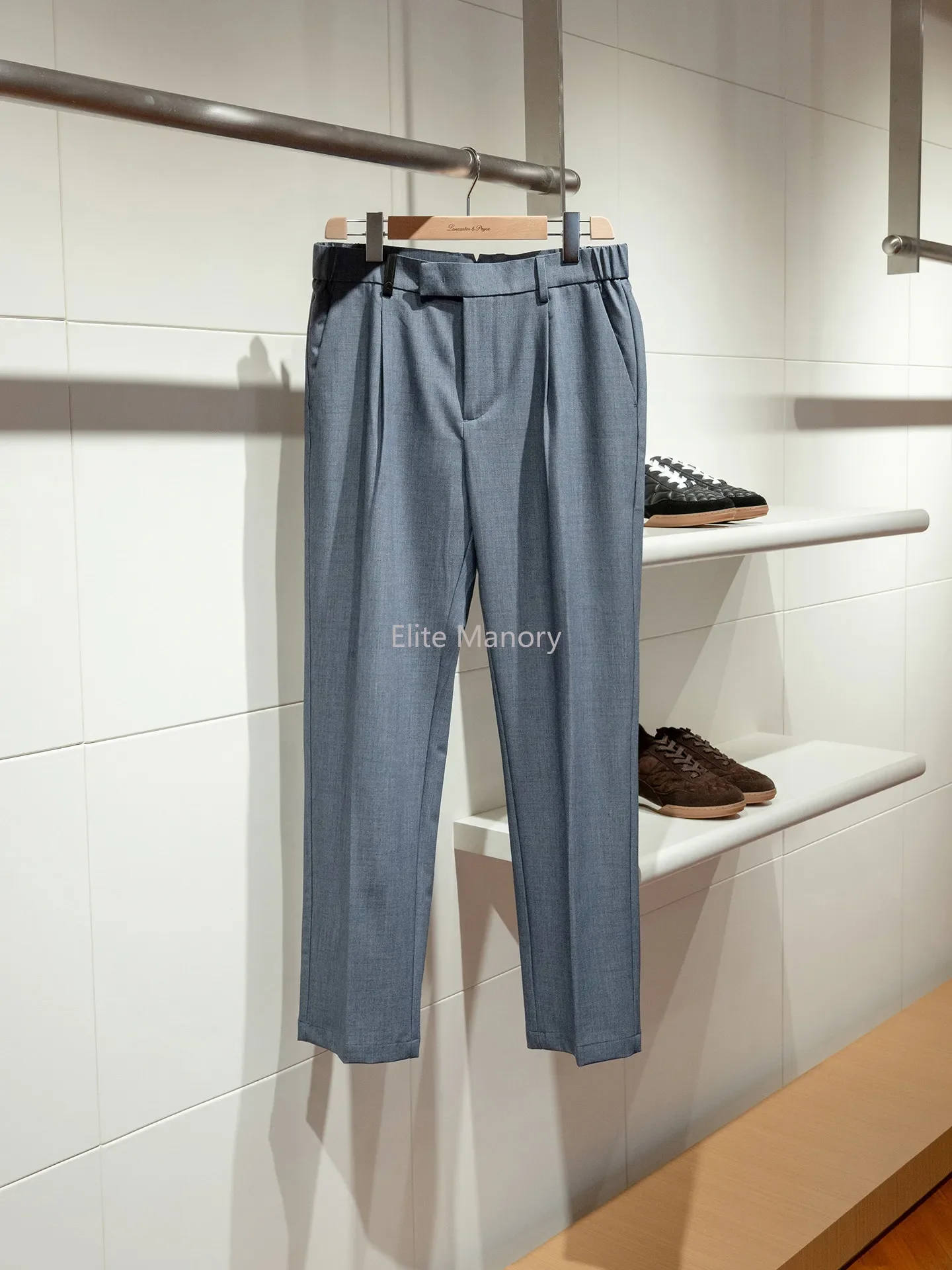 Acetate fiber linen blend, old money style men's anti-wrinkle crisp straight casual pants