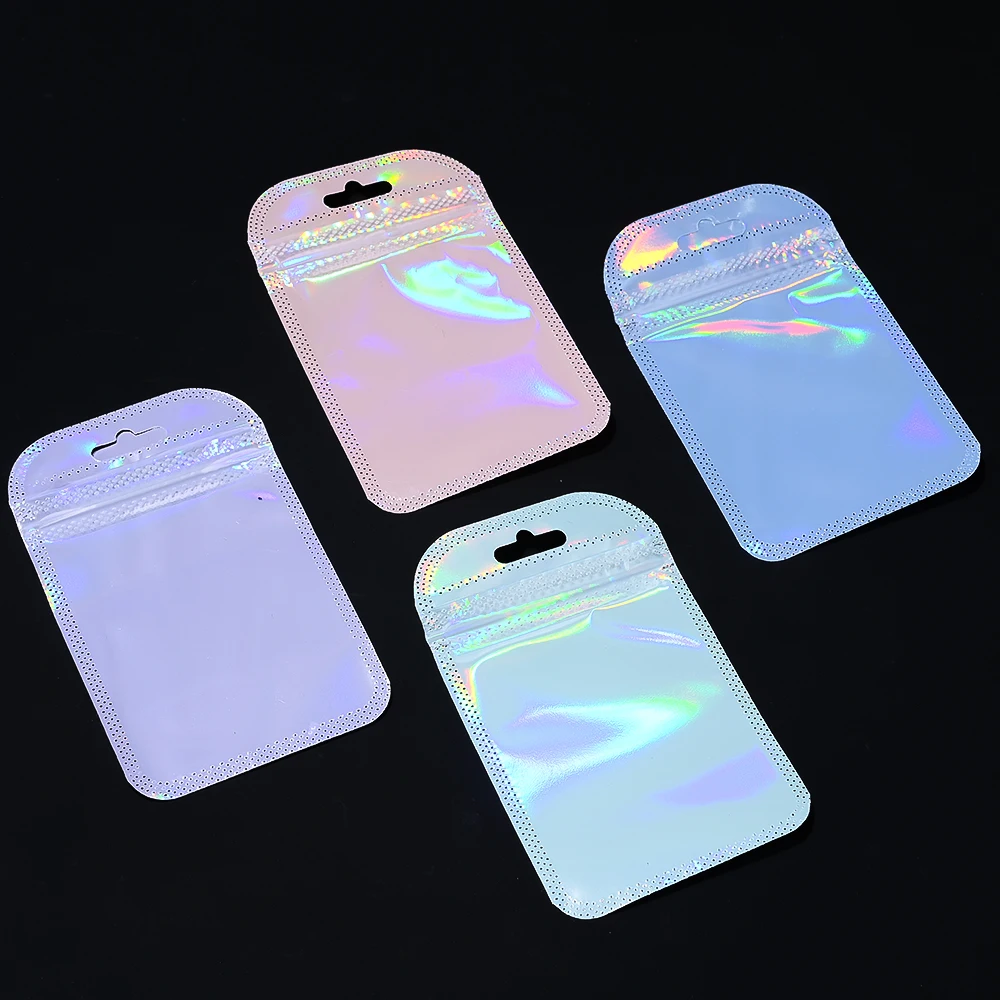 20/40pcs 7x11cm Candy Color Laser Self‑Sealing Pouch for Jewelry Beads Small Parts Packaging Gift Handcraft Storage Supplies