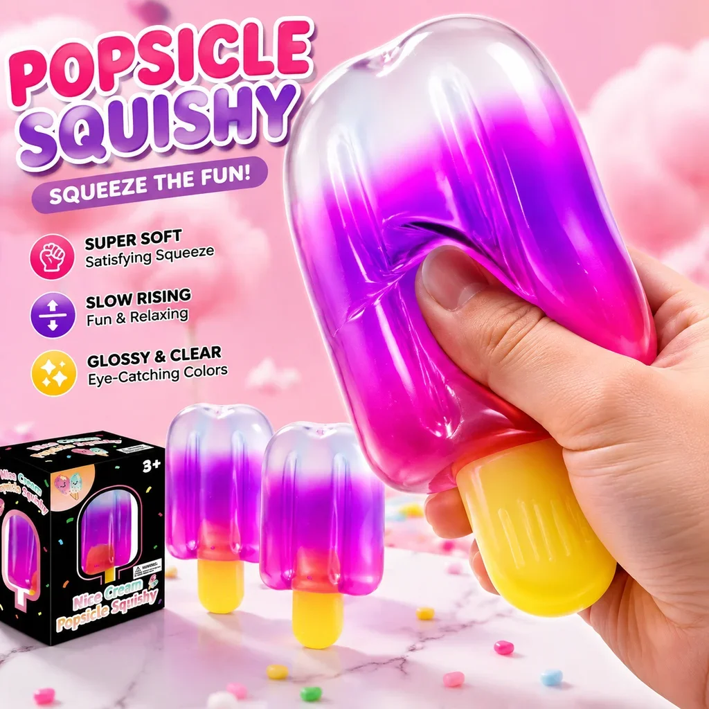Needoh Ice Cream Squishy Toy Squeeze Toy Sensory Fidget Toy Portable Stress Relief Gadget for Home Office Daily Festival Gifts