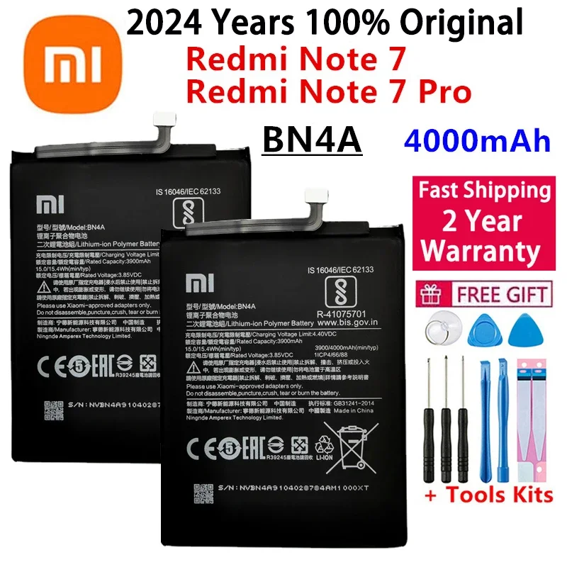 100% oryginalna bateria 4000 mAh BN4A wysokiej jakości bateria zastępcza do telefonu Xiaomi Redmi Note7 Note 7 Pro M1901F7C oryginalne baterie