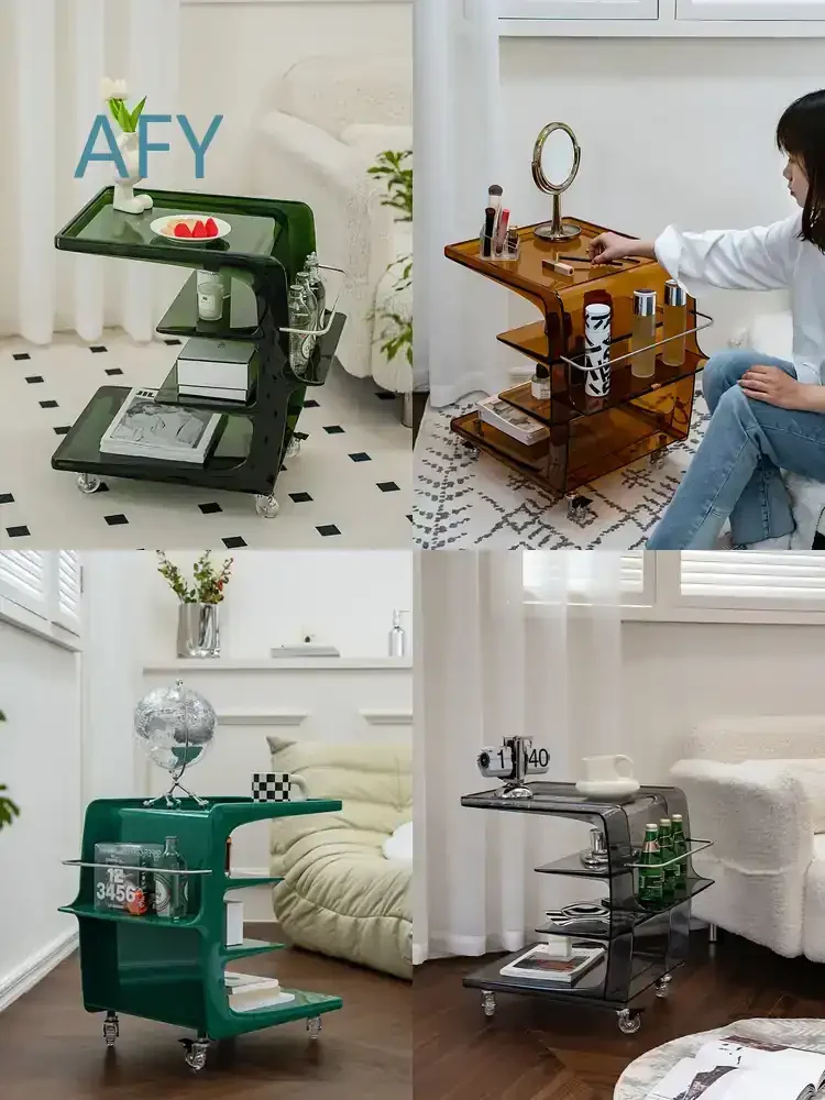 Luxury Coffee Table for Home Office Living Room Bedroom Sofa Side Storage Corner Tables for Mobile Plastic Cart Bedside
