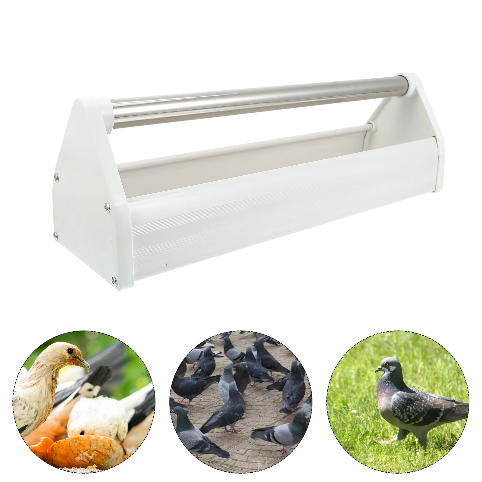 

Birds Feeding Trough Pigeon Food Container White Wear Resistant Lightweight Easy Clean Feeder Box for Indoor Outdoor Pigeon Cage
