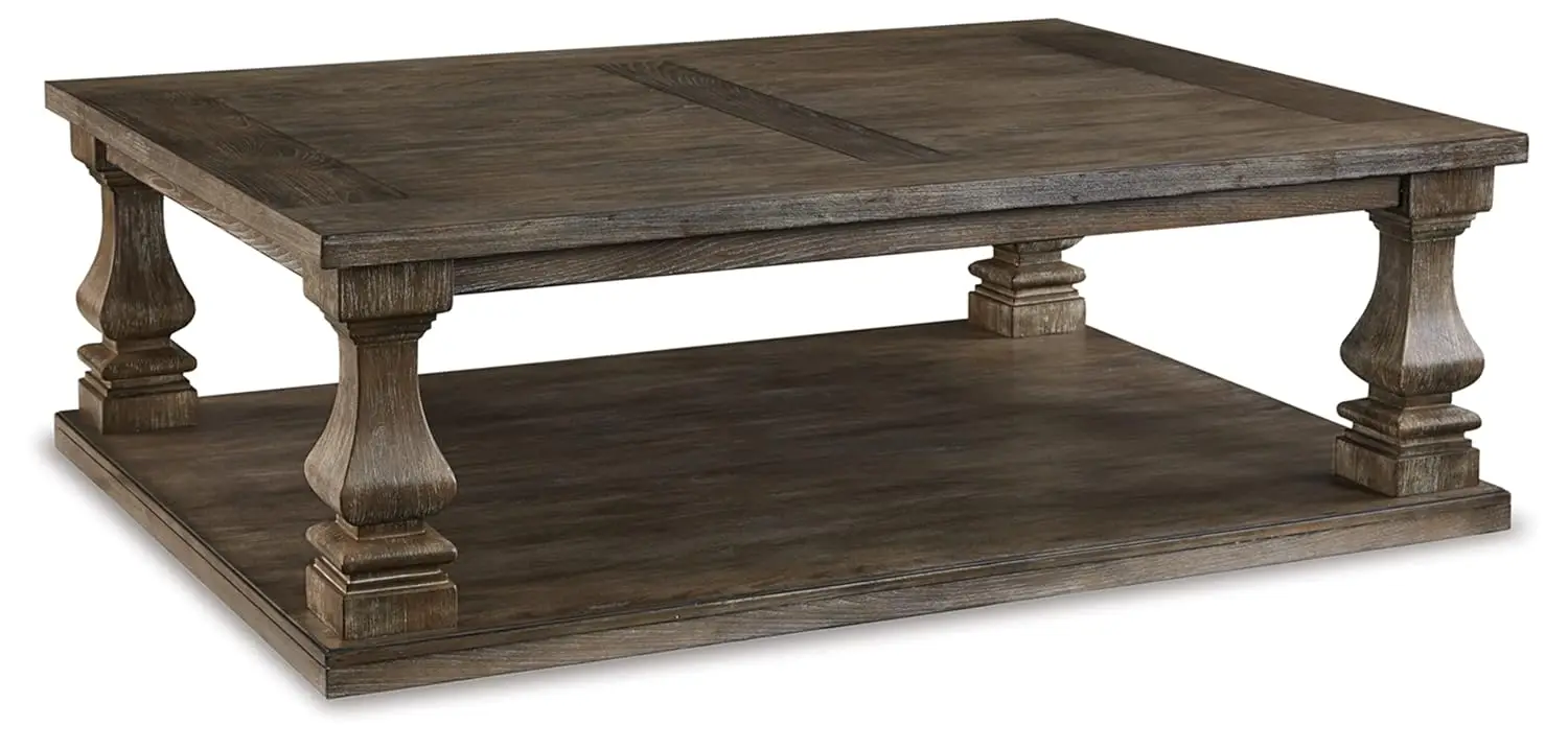 

Farmhouse Coffee Table With Weathered Gray Finish, Gray