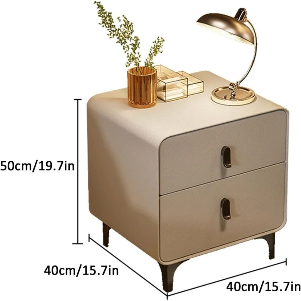 Modern Triangle-legged Nightstand, Multifunctional 2-Drawer End Table - Black, 40x40x50cm