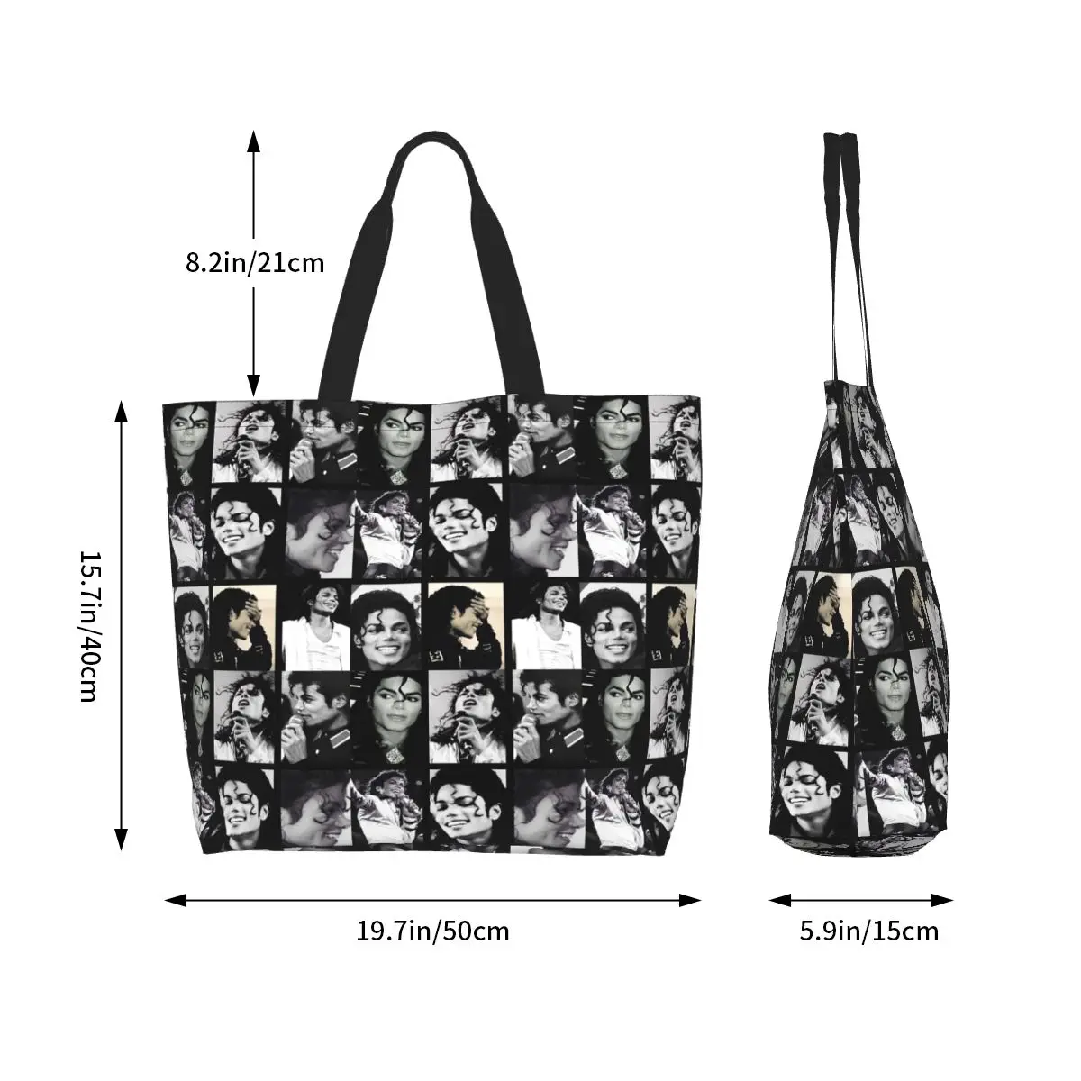 Michael Jackson  Shopping Tote Bag Canvas Large Capacity Shoulder Bags Shopper Grocery Handbag for Women