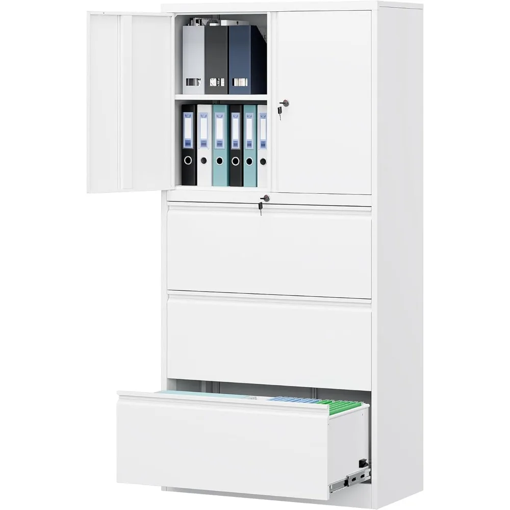 3段引き出しメタル収納キャビネット、ホームオフィス用、ロック可能なセキュリティと調整可能な棚付き、リーガル/レター/A4ファイル用