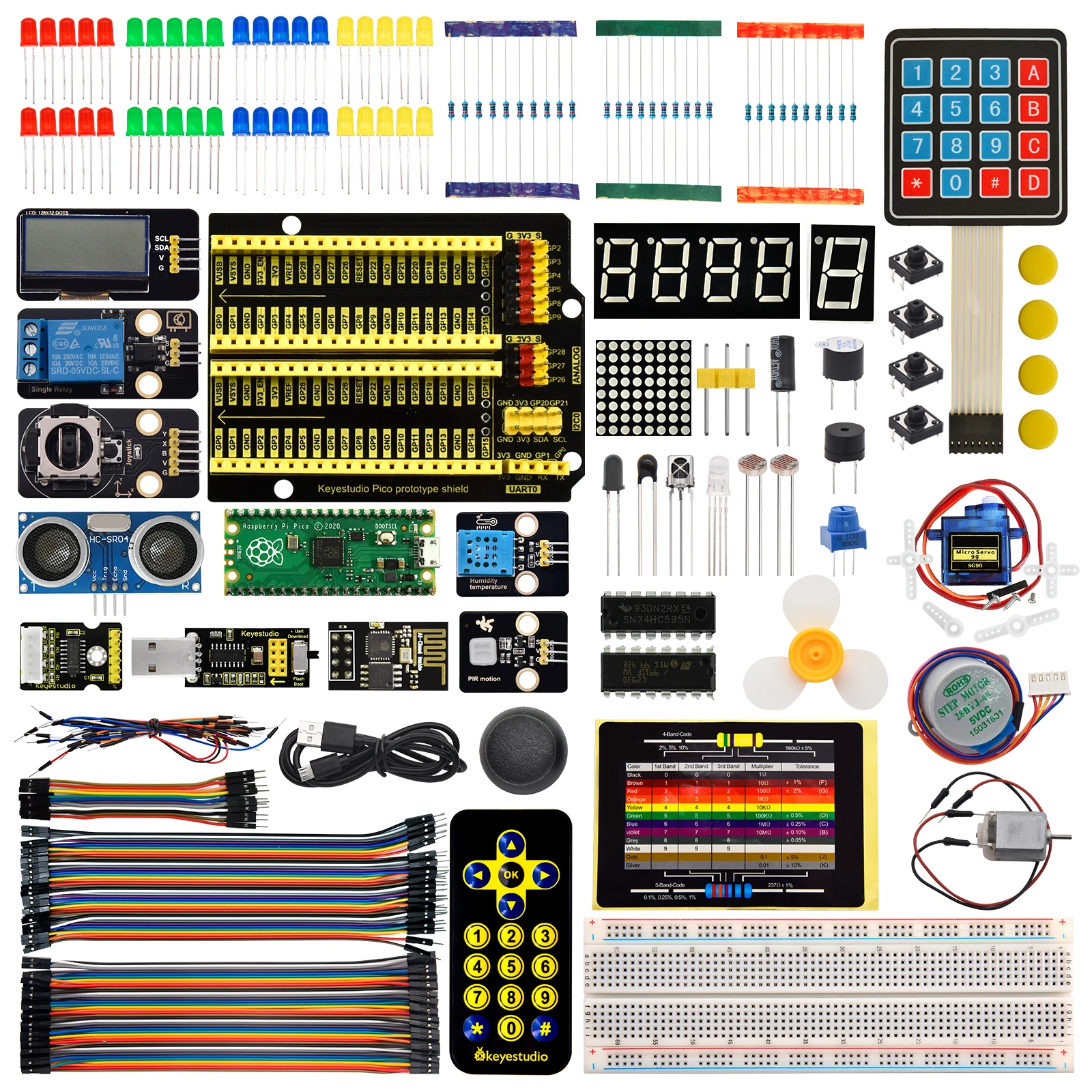 Kidsbits Raspberry Pi Pico Ultimate Complete/ Basic Sensor Starter Kit For MicroPython and Arduino IDE DIY Study Kit For Adults