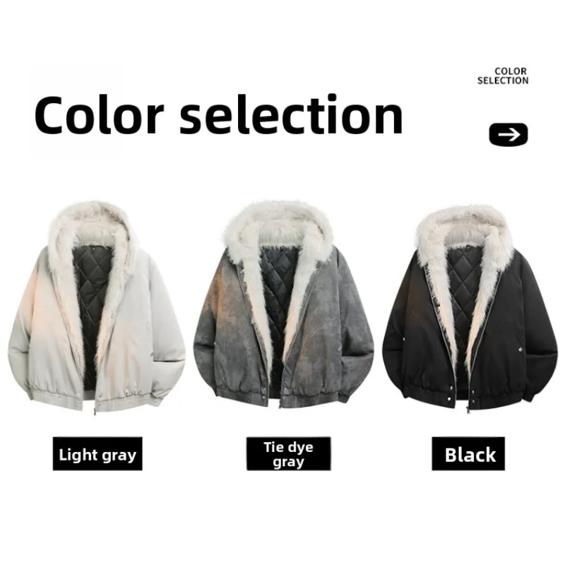 釣りスーツコートアウトドアメンズウール襟綿入りジャケット秋冬メンズとレディースルーズジャケットフード付きチェック柄コート