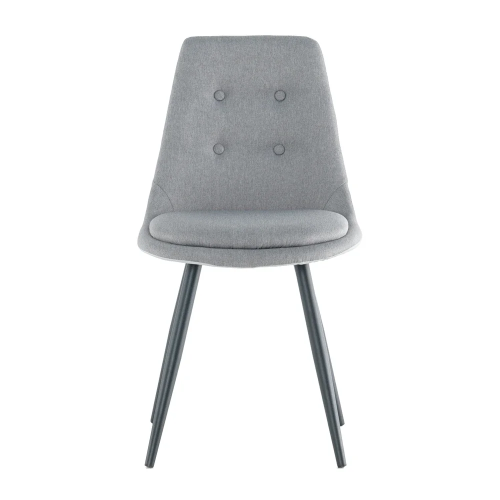 

For New Home Restaurant Furniture Grey Fabric PU Dining Chair With Metal Tube Black Legs