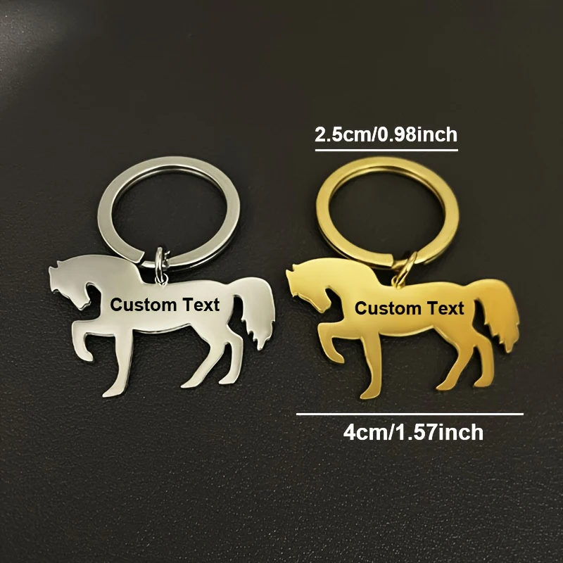 Gantungan Kunci Wanita Kustom Gantungan Kunci Kustom Baja Tahan Karat Bentuk Kuda Poni Lucu Hewan Kartun Hadiah Peringatan Aksesori Unik