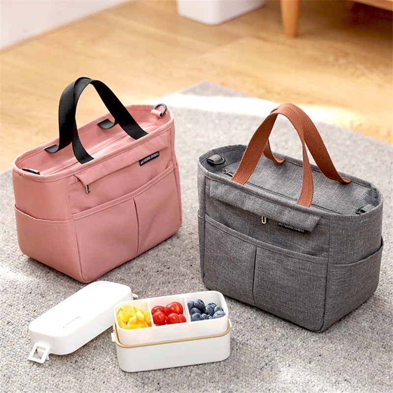 Portable Lunch Box Insulated Thermal Bag Picnic Food Cooler Pouch Large Capacity Shoulder Bento Storage Bags for Women Children