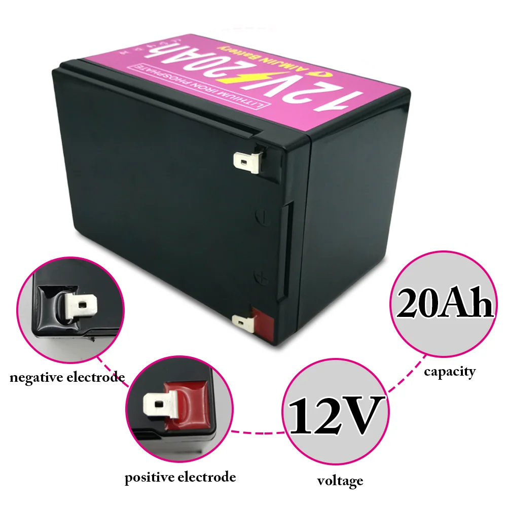 12V 20Ah LiFePO4 rechargeable battery pack, For power supply of electric vehicles, solar street lights, and other equipment