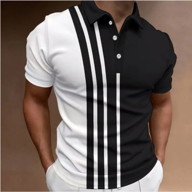 

Fashion Men's Striped Polos T-Shirts Summer Short Sleeve 3D Printed Street Trend POLO T Shirt 6XL Plus Size Casual Tops
