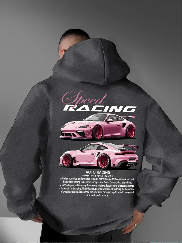 هوديي برسومات سباق عاطفية للرجال يتميز بسيارات السباق والرسوم التوضيحية للسيارات الرياضية، هوديي عصري غير رسمي #4