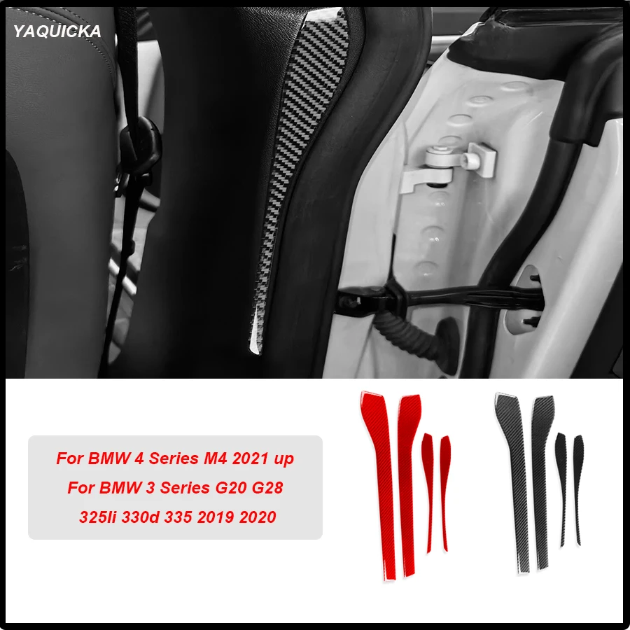 

Car Interior Door Pillar Stickers For BMW 4 Series M4 2021 up Real Carbon Fiber Accessories 4Pcs/set