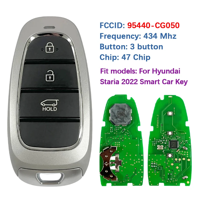 

CN020275 Послепродажный 3-кнопочный смарт-ключ 433 МГц 47 чипов Keyless Go Smart Remote FCC ID 95440-CG050 для Hyundai Staria 2022