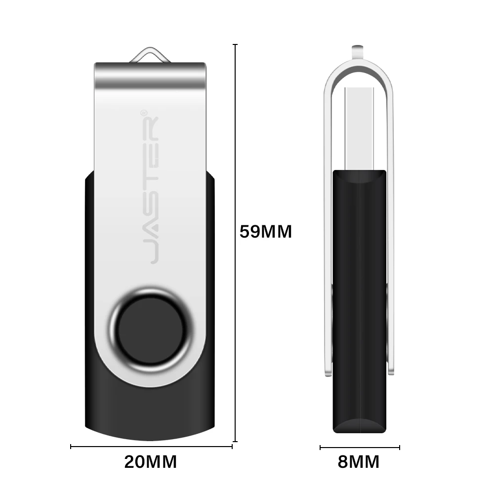 JASTER Colorful USB 3.0 Flash Drive 128GB Silver Rotatable Memory Stick 64GB High Speed Pendrive 32GB Free Key Chain U Disk 16GB