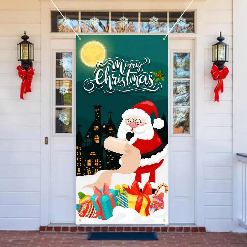 Christmas Curtain Decoration Door for Holidays Festive Christmas Curtain Reusable Door Cover for Home Decoration Photography