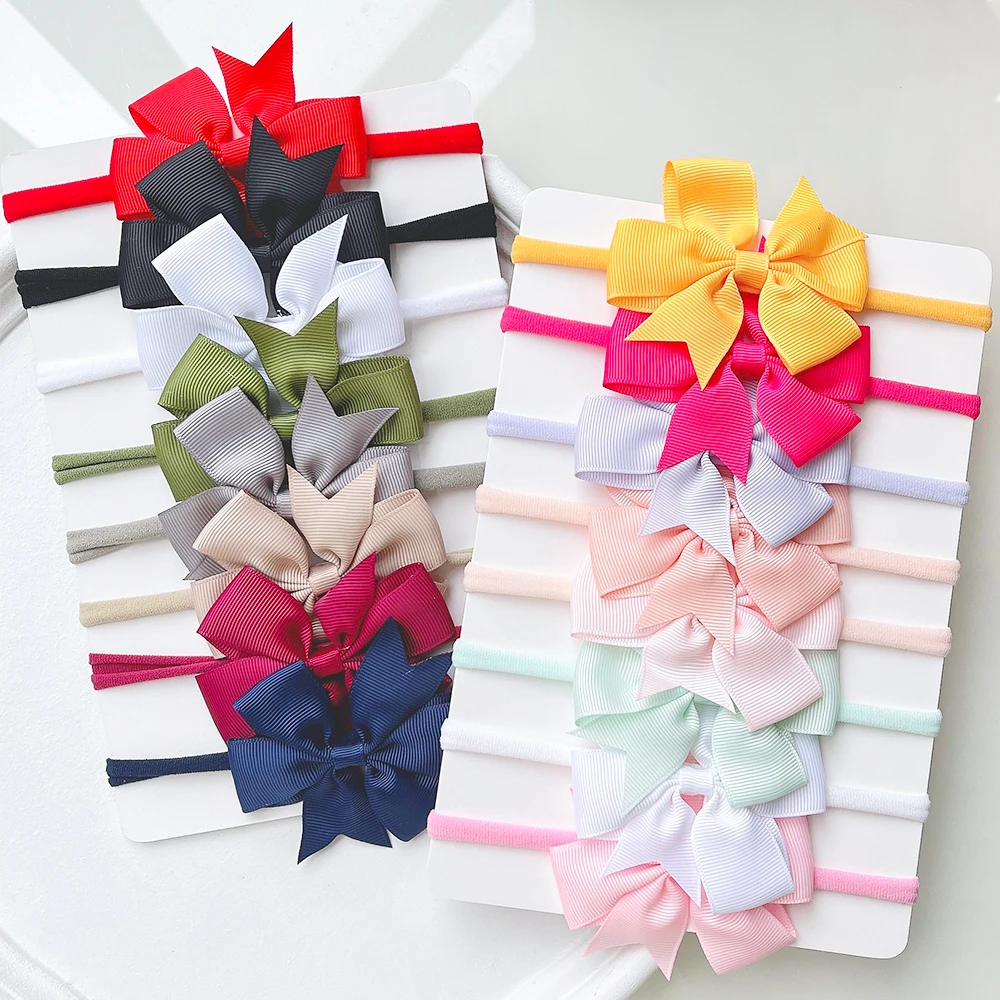 8Pcs/set Nylon Cute Baby Headband Elastic Hair Band For Girl Rope Turban Bows Bowknot Headband Toddler Headwear Hair Accessories