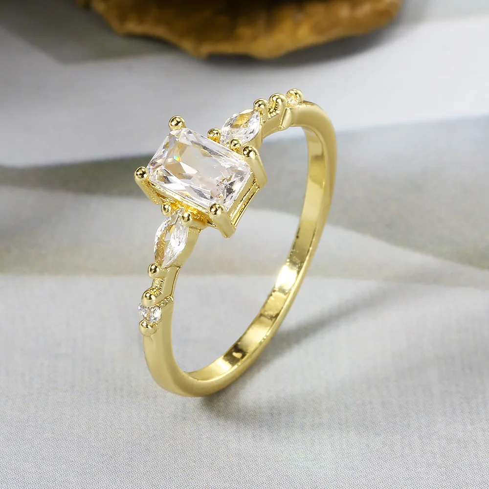 Dainty Rings For Women Kpop Ins Style Geometric Cubic Zirconia Gold Color Fashion Finger Jewelry Wedding Party Girls Gift KAR221 image 5
