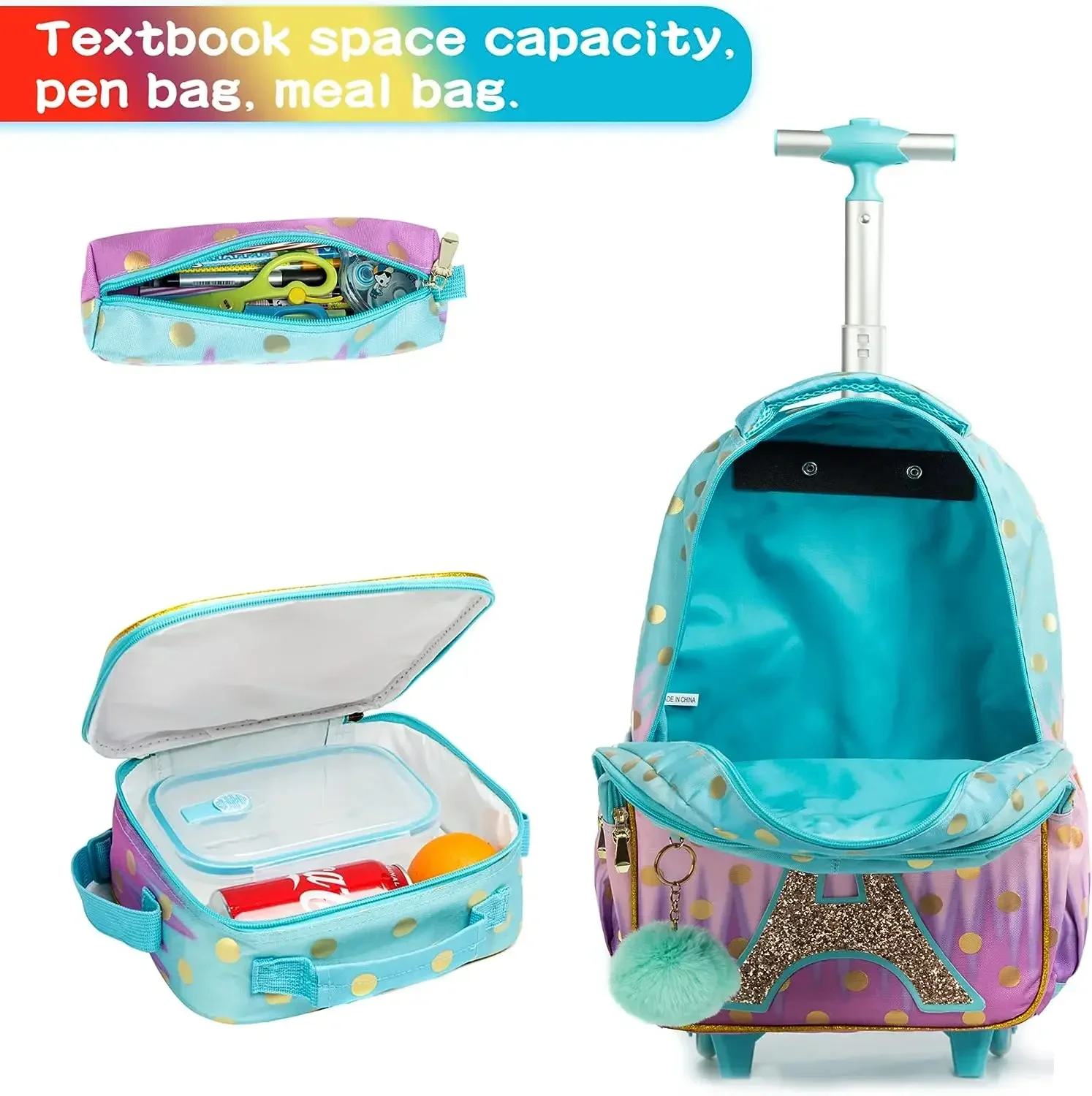 Детский Школьный рюкзак с колесами, детская школьная сумка на колесиках, Холщовый ранец для девочек-подростков, Дорожный чемодан на колесиках