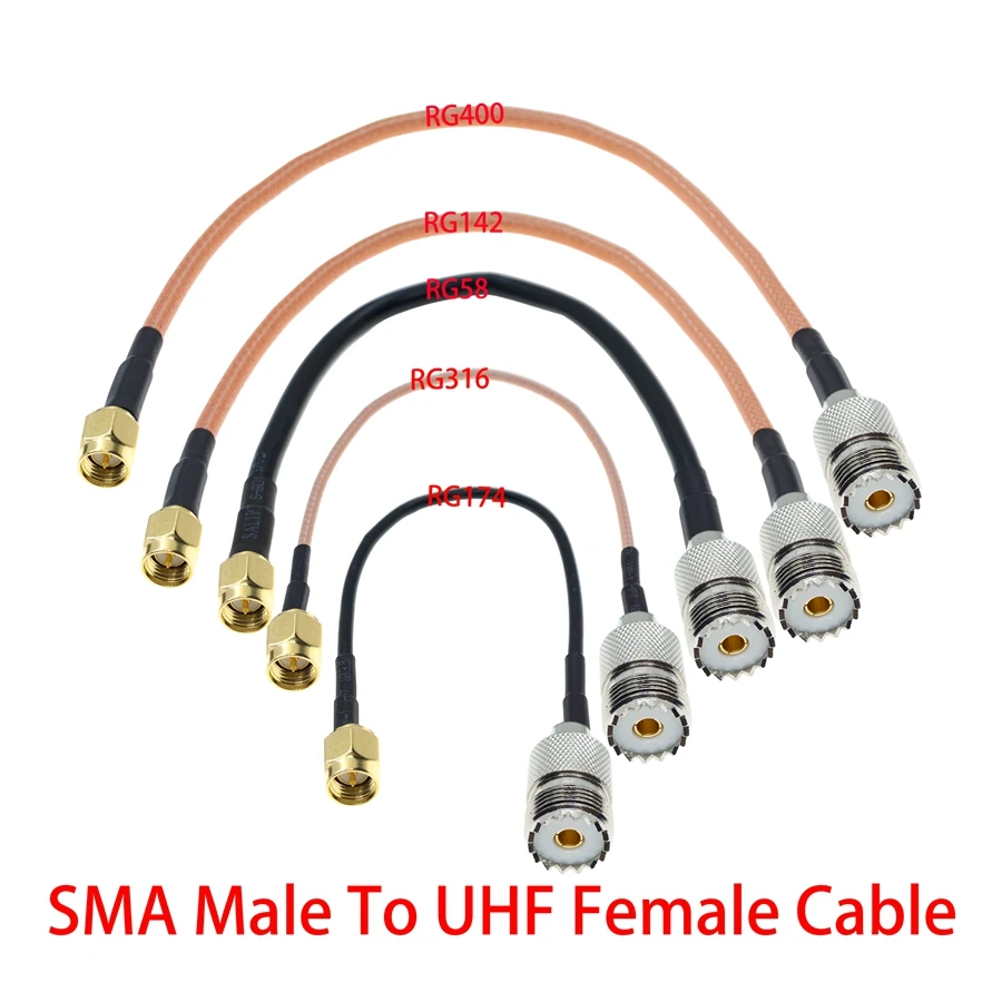 SMA male To UHF female SO239 jack Connector RF Coax Coaxial Cable Wire Pigtail Jumper Extension RG316 RG58 RG174 RG142 RG400