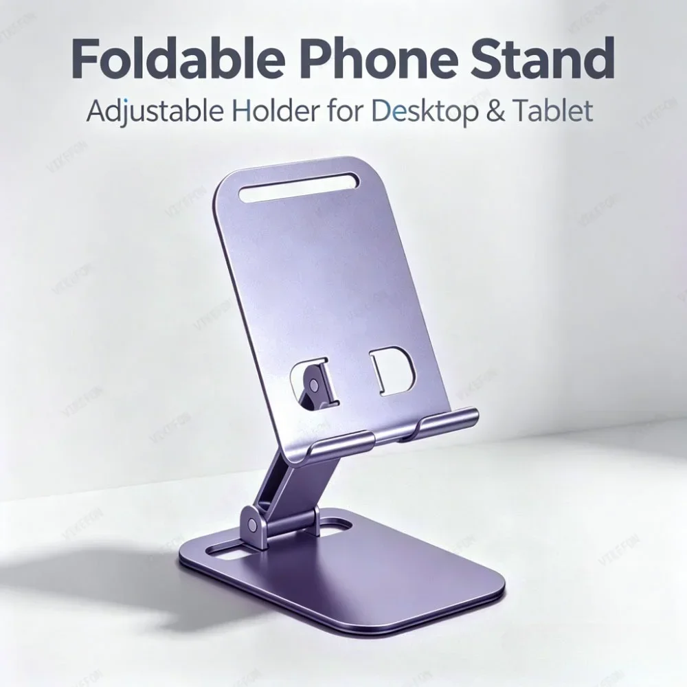 Adjustable Phone Tablet Stand Foldable Desktop Bracket for iPhone 16 15 14 Samsung S23 A54 Redmi Note 13 Handsfree Video Call