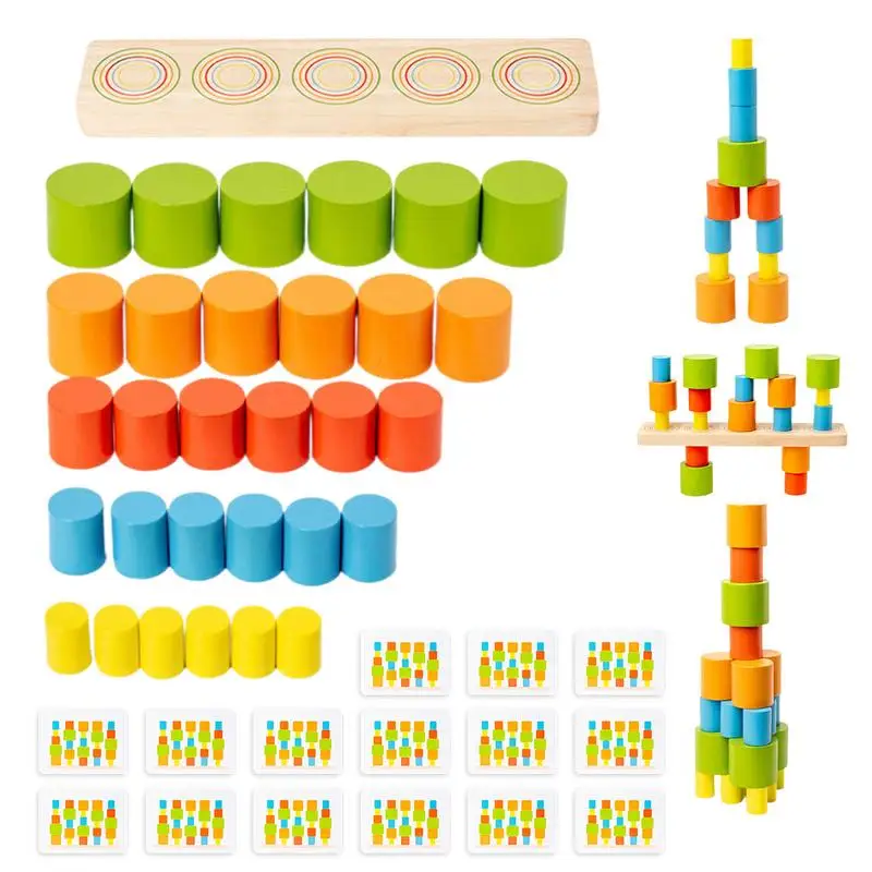 

Wooden Balance Building Blocks Multifunctional Preschool Learning Activities colourful Montessori Toys Wood Stacking Blocks