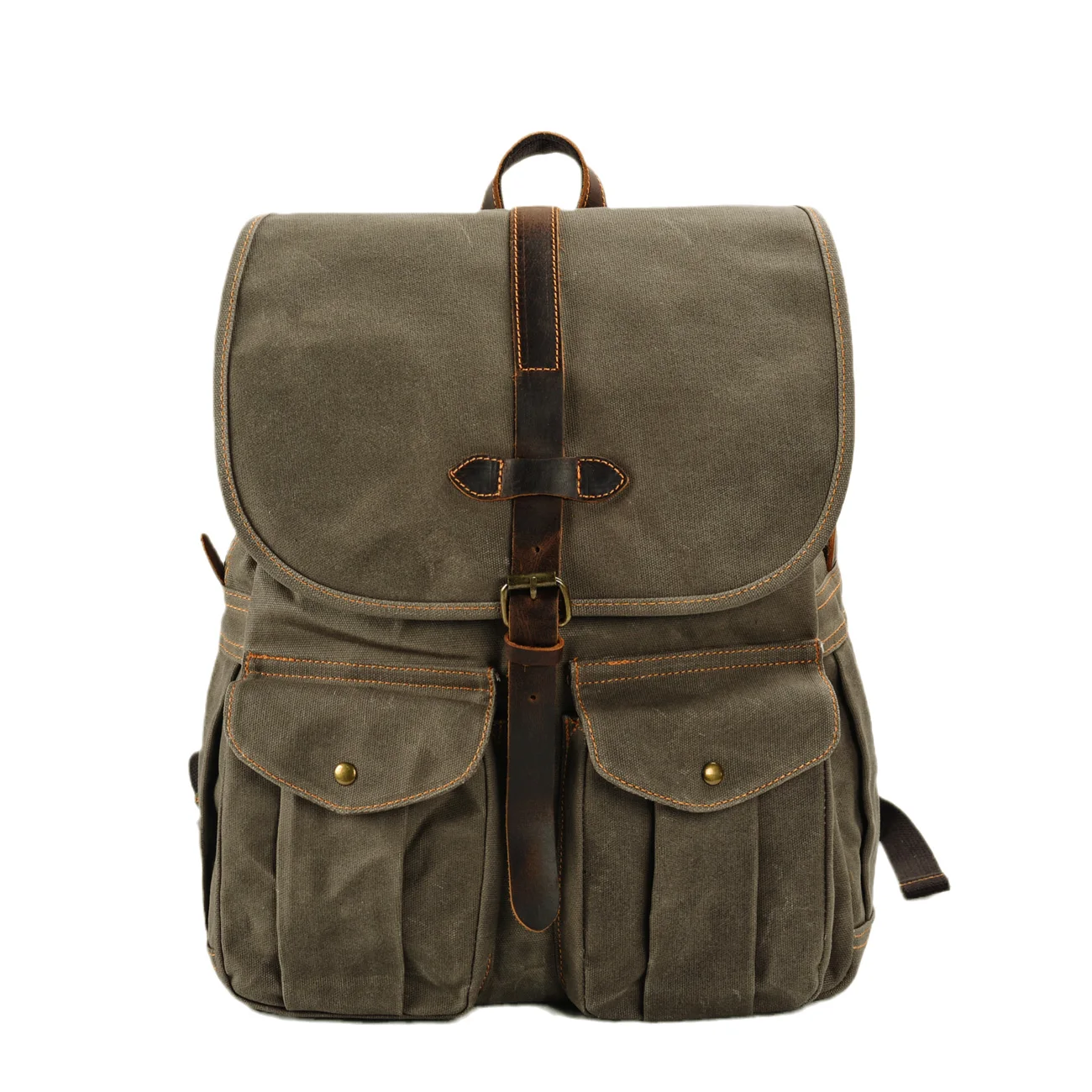 Vintage Oil Wax Canvas Backpack Outdoor Large Capacity Travel Bag Leisure 16 inch Computer Bag Student School Bag