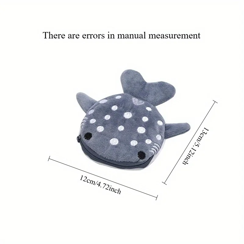 4 قطع، محفظة عملات معدنية من القطيفة على شكل قرش كرتوني، قلادة لطيفة، حقيبة كابل بيانات، حقيبة بسحاب، مناسبة لعيد الميلاد والهالوين وعيد الشكر.