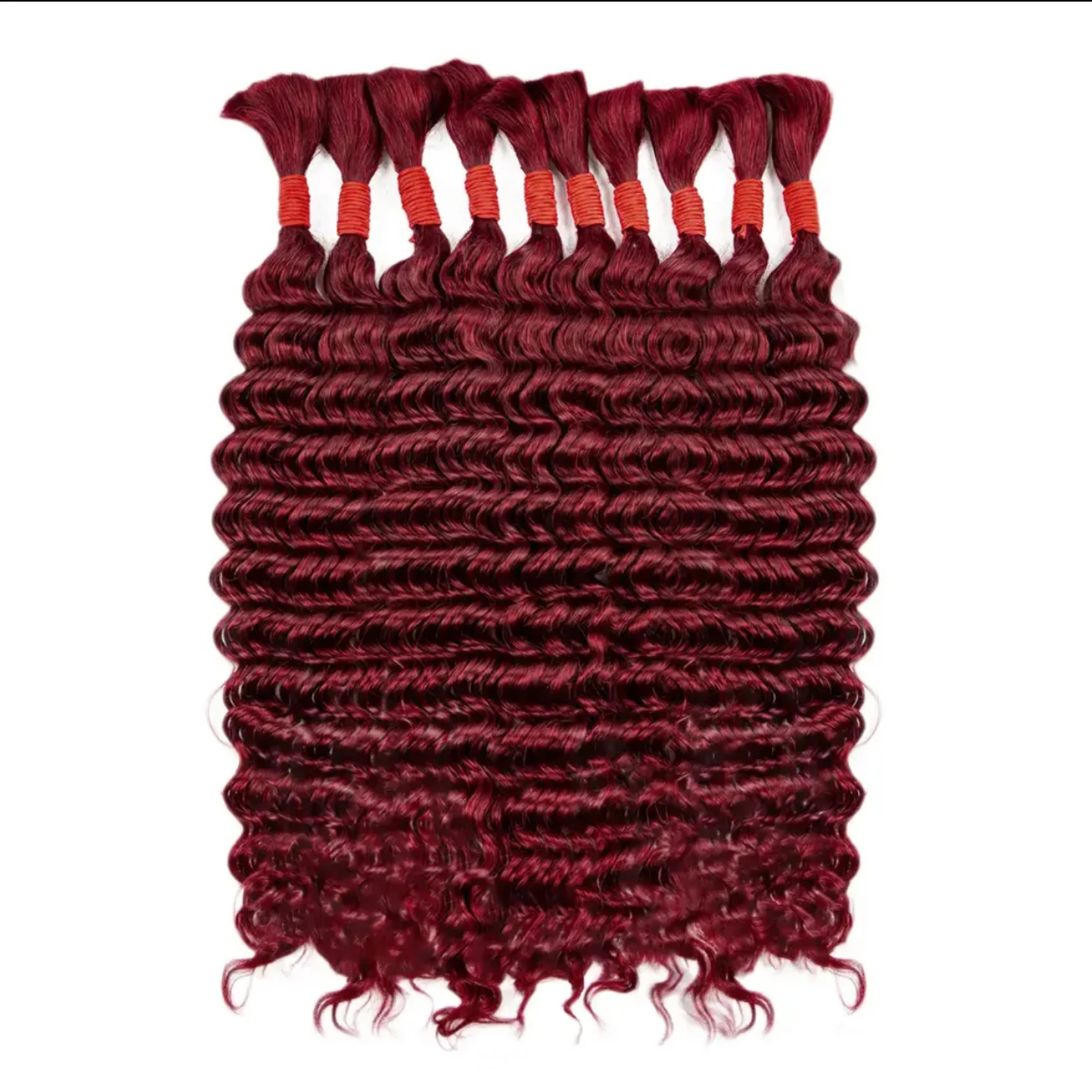 24 Inch Boho Braids Human Hair Bulk Curly Hair Extensions Burgundy Color 99J Deep Wave Human Hair Bulk