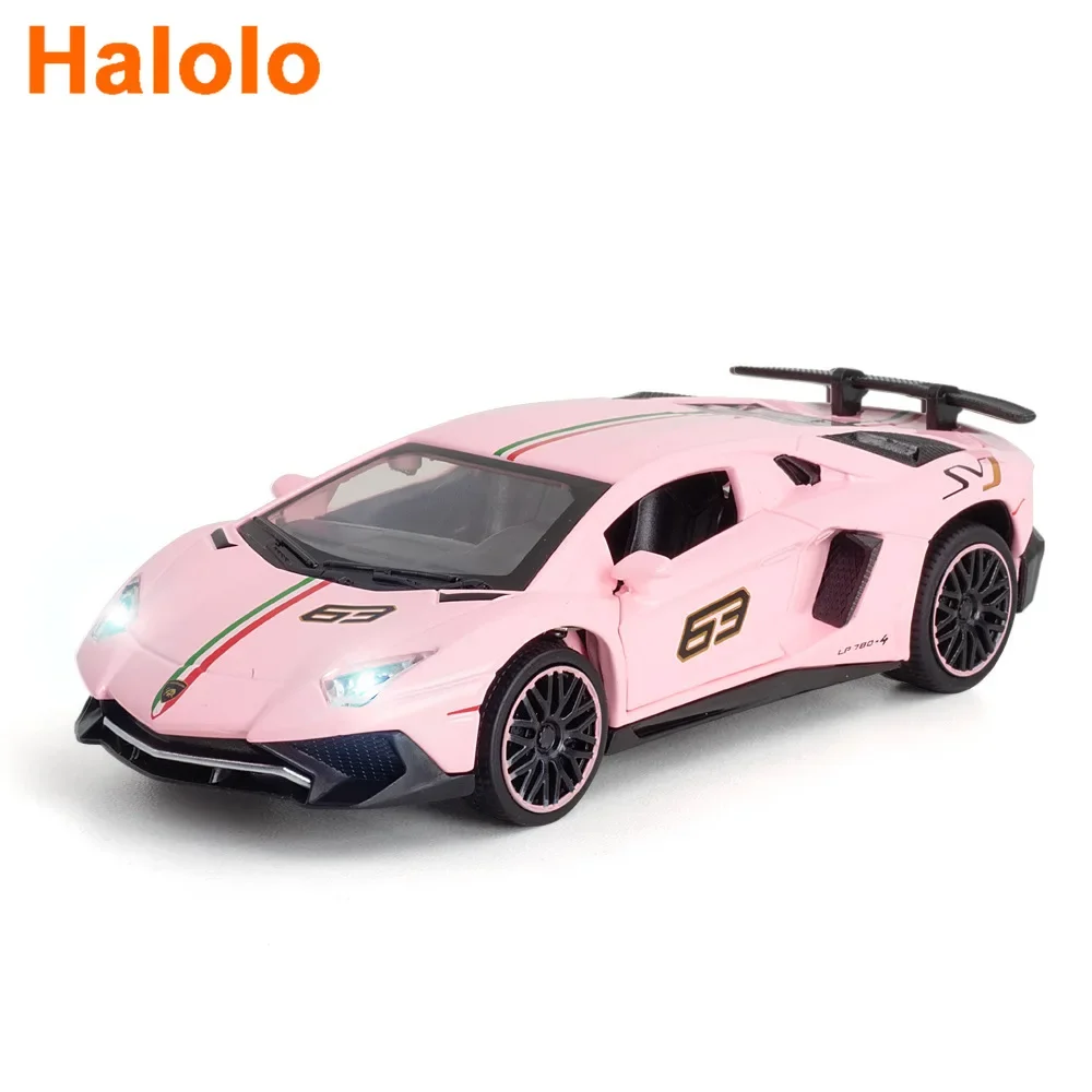 1:32 Racing LP780-4 High Simulation Super Sound and Light Pull Back Alloy Scissor Door Sports Car Model Decoration Toy for Gifts