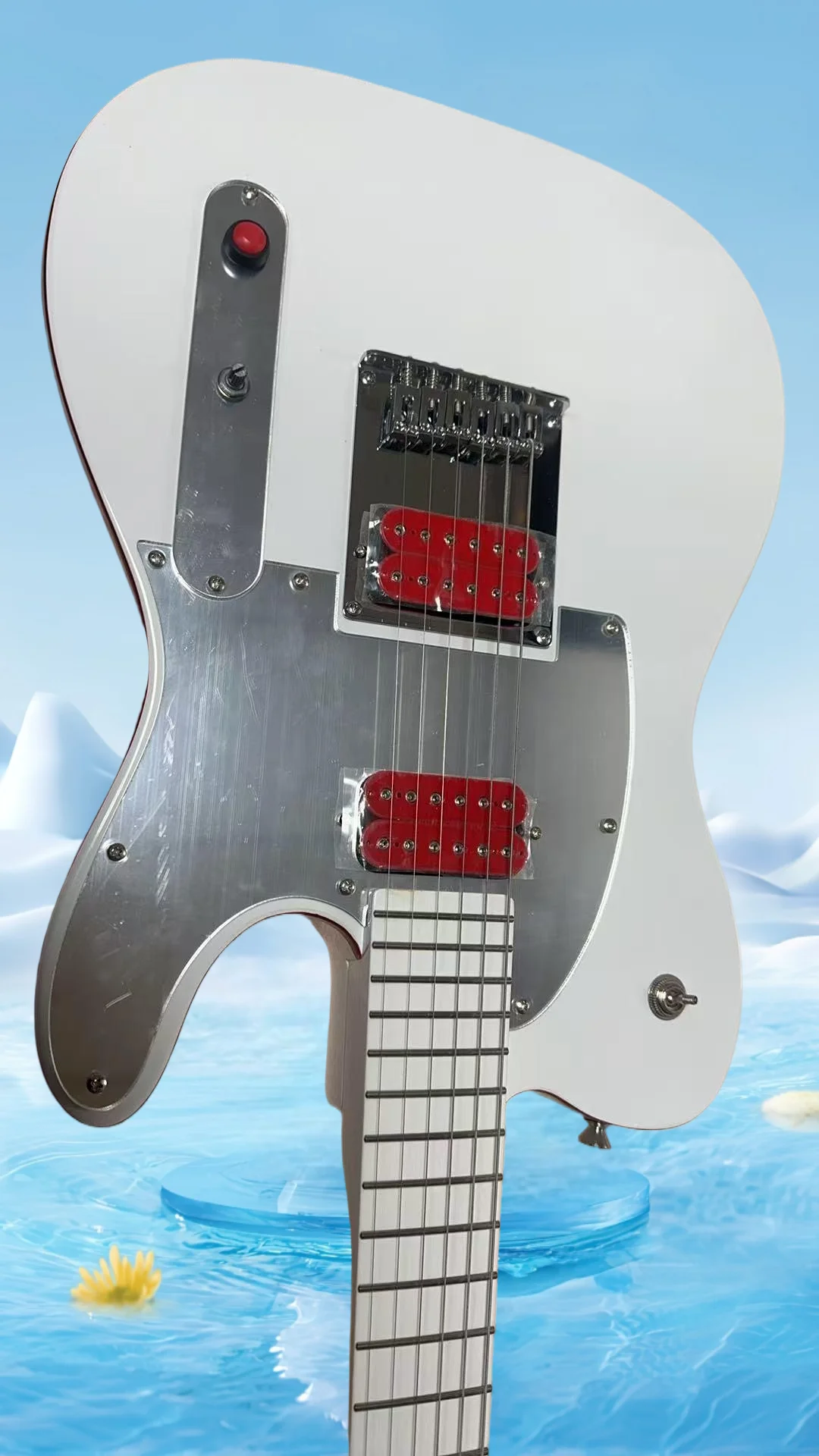 

Custom 5 Signature Guitar White H-H Pickups Red Knob，high quality