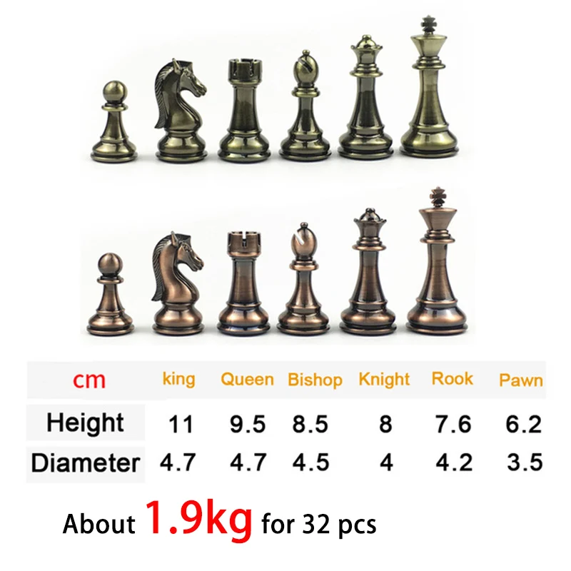 Luxury Metal Weighted Chess Set Electroplating Technology Chess Piece High Grade Chess Game Match Table Bord Game Family Gift