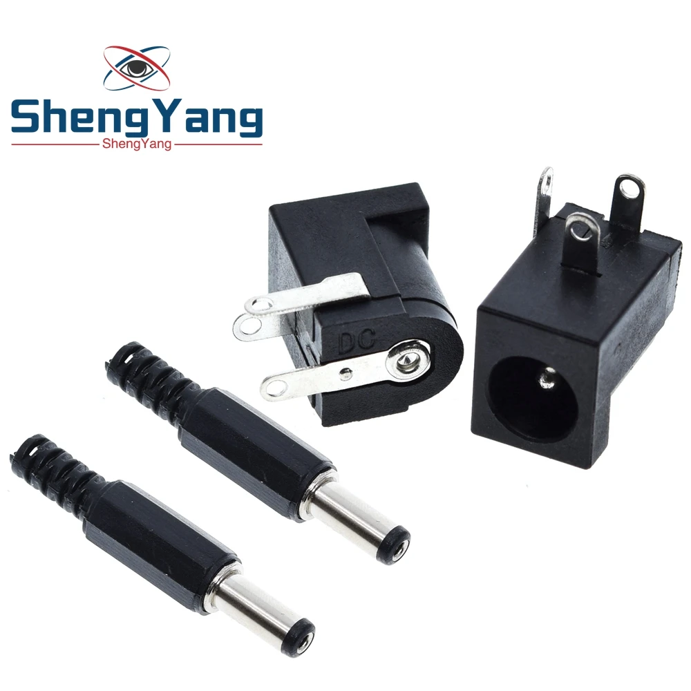 TZT 10Pcs DC-005 Black DC Power Jack Socket Connector DC005 5.5*2.1mm 2.1 socket Round the needle