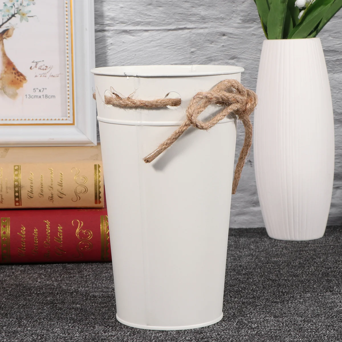 Christmas Pastoral Retro Dried Flower Tin Bucket Delicate Pot Vintage Style Vessel Shop Decoration Home Plant Iron Pail