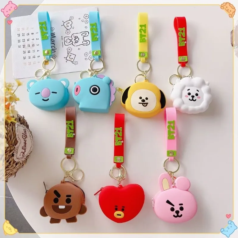 

Korean Cute BT21 Zero Wallet Silicone Creative Cartoon Anime Popular Personality Student Backpack Keychain Gift for Friends