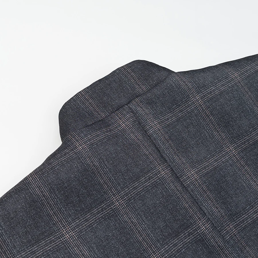 HH Damen Mode Karierter Blazer Mantel Stehkragen Langarm-Jacke 2026 Frühjahrstrend Lässige Büro-Dame Schicke Oberbekleidung – Detail 11